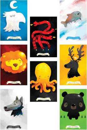 Game of Thrones Minimalist Posters of Houses - Cartoon Paper Print