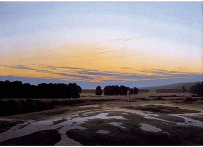 Tallenge Old Masters Collection - The Grosse Gehege near Dresden by Caspar David Friedrich - Medium Size Premium Quality Ready To Frame Rolled Canvas 24 inch x 18 inch Painting