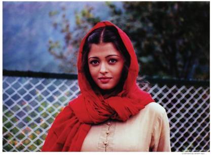 Aishwarya Rai in Red Scarf - Taal Paper Print