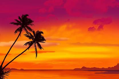Art Factory Abstract Modern Landscape Palm Tree Painting (24"x 36") Canvas Art