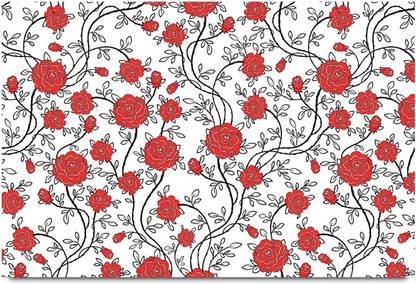 Red Rose Floral Pattern Paper Print