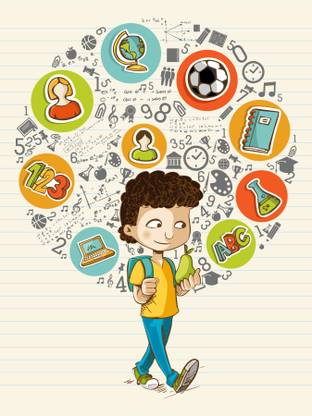 Wonder Images School Child Doodle Canvas Art with Back Framing Canvas Art