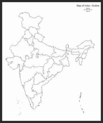 Canvs - Map of India - Outline | Maps | India | Door Size - 48x60 Paper Print