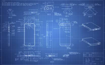 Iphone Blueprint Paper Print