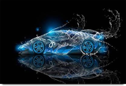 Car Neon light design Paper Print