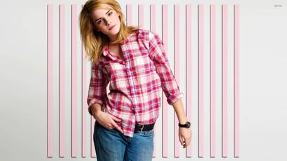 Emma Watson with a striped shirt Athah Fine Quality Frameless Poster Paper Print