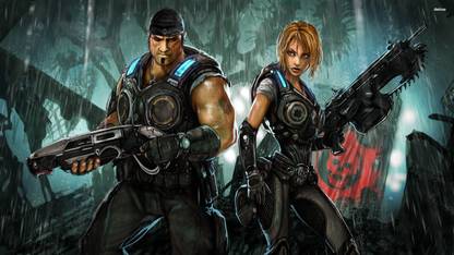 Marcus Fenix and Anya Stroud in Gears of War 3 Athah Fine Quality Poster Paper Print