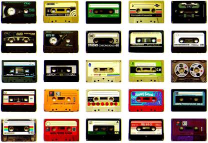 Vintage Cassettes Collection White Paper Print