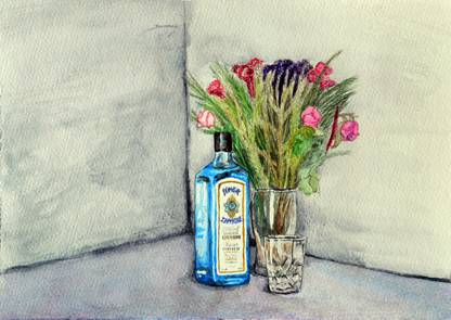 Tallenge - Bombay Sapphire Still Life Art - A3 Size Premium Quality Rolled Poster Paper Print