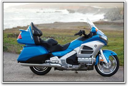 Cool Blue Honda Goldwing Motorcycle inspired Paper Print