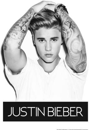 Justin Bieber CloseUp Black & White (Officially Licensed) Paper Print