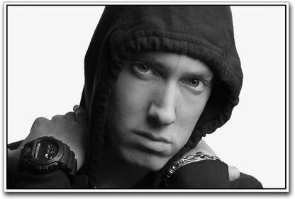 Eminem in hood Paper Print
