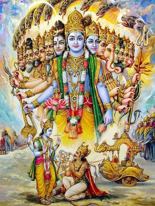 Tallenge - Krishna Reveals His Vishwaroop To Arjuna - A3 Size Rolled Poster Paper Print