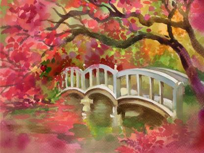 Wonder Images Beautiful Bridge And Tree Canvas Art With Back Framing Canvas Art