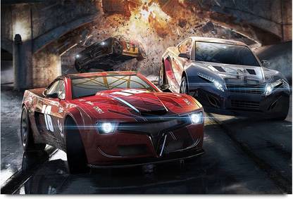 Racing car Video Game Paper Print