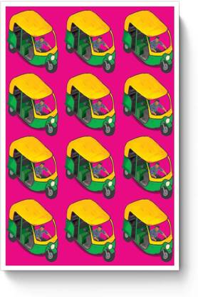 PosterGuy Kitsch Auto Wala Poster Rickshaw, Pink, Kitsch, Quirky, Handpainted, Pattern, India A4 Poster Paper Print
