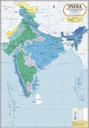 India Map : Mean Annual Rainfall & Temperature Paper Print