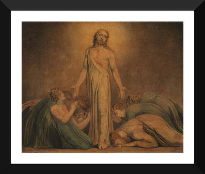 Tallenge Old Masters Collection - Christ Appearing to the Apostles after the Resurrection by William Blake - Premium Quality A3 Size Framed Poster Paper Print