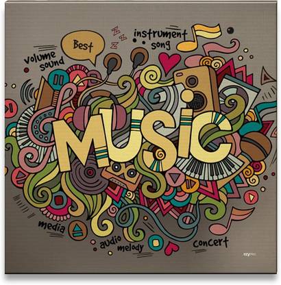 Music Retro Revival Doodle Canvas Art