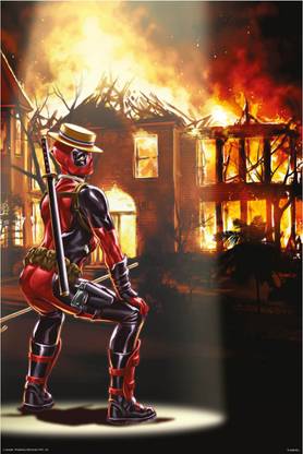 Deadpool playing eith the fire(Officially Licensed) poster Paper Print