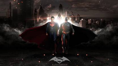 Animation And Cartoon - Batman Vs Superman Poster Paper Print