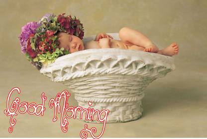 Beautiful Sleeping Baby Poster with Good Morning Design - UPFK511510 Paper Print