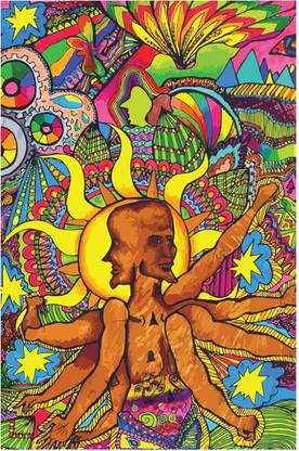 Psychedelic Shiva Trippy Poster Paper Print
