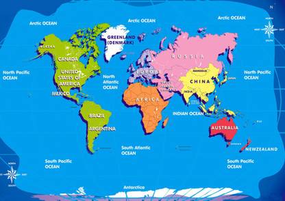 World Political Map PP-16-L-24 Paper Print