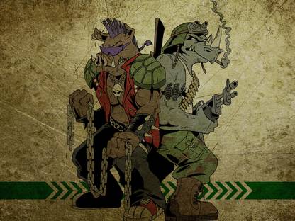 TMNT Rocksteady Bebop HD Wall Poster Paper Print