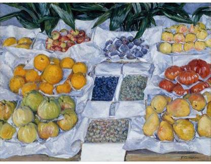 Old Masters Collection - Fruit Displayed on a Stand by Gustave Caillebotte - Medium Size Ready To Frame Rolled Digital Art Print On Photographic Paper