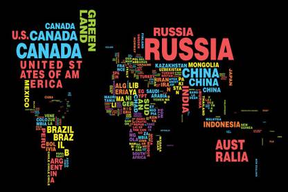 World Map with name of countries Paper Poster 12"x18" With 4 Acrylic Sticker Free Paper Print