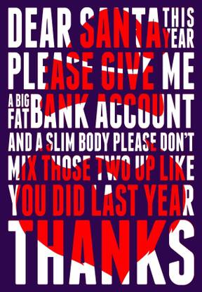 Santa Claus Funny Christmas Quotes Paper Print