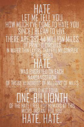 Hate let me tell you poster Paper Print