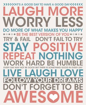 Laugh More, Worry Less Paper Print