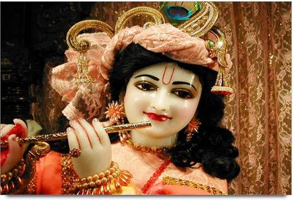 Amy Beautiful 3D Lord Krishna White Statue 3D Poster