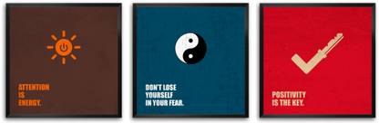 Attention Is Energy, Don't Lose Yourself, Positivity Business Quotes (Set Of 3) Paper Print