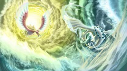 452094 Ho-Oh vs Lugia - Pokemon Athah Fine Quality Poster Paper Print