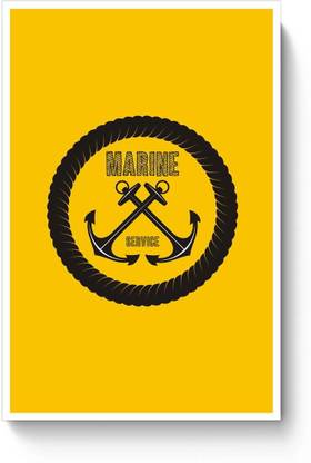 PosterGuy Navy anchor with yellow background Poster navy, marine, anchor, rope, vector, Poster Paper Print