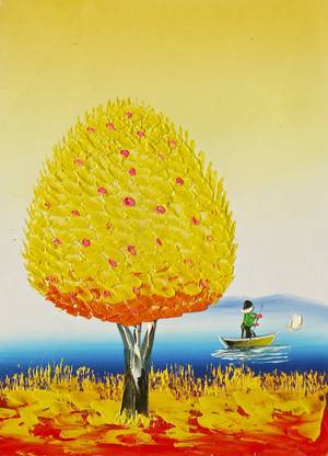 Handmade Oil Painting On Canvas - Tangerine Tree Canvas Art
