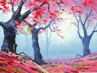 Wonder Images Beautiful Woods Painting with Back Framing Canvas Art