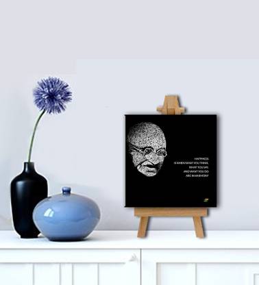 Tallenge - Mahatma Gandhi Motivational Quotes - Happiness Is When What You Think, What You Say, And What You Do Are In Harmony - Gallery Wrap With Easel Canvas Art