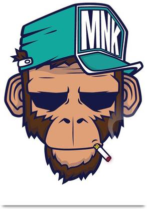 Monkey Graffiti Paper Print