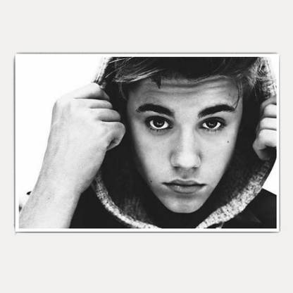 Justin Bieber Black And White King Size Poster Paper Print