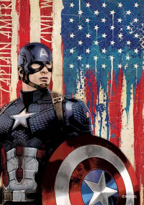 ORKA Marvel-Captain America with Shield Digital Printed with Laminated Paper Print