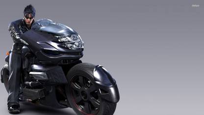 Jin Kazama on a bike - Tekken Athah Fine Quality Poster Paper Print