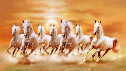 Art Factory Vaastu Seven Horse Canvas Painting (Big) Canvas Art