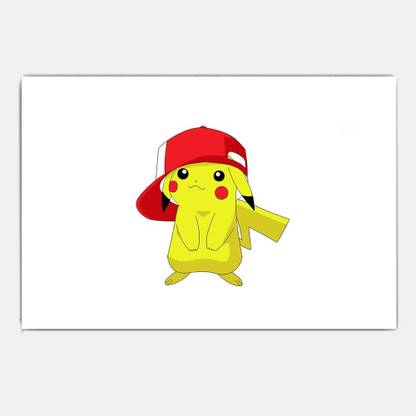 Pikachu Red Cap Pokemon (18x12) Paper Print