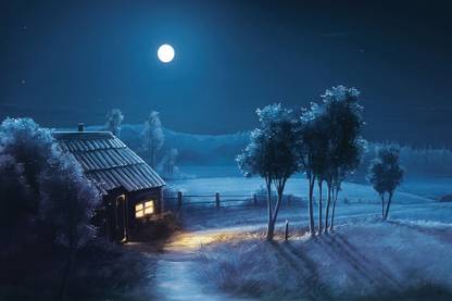 Awesome Dark Night Scenery Paper Print