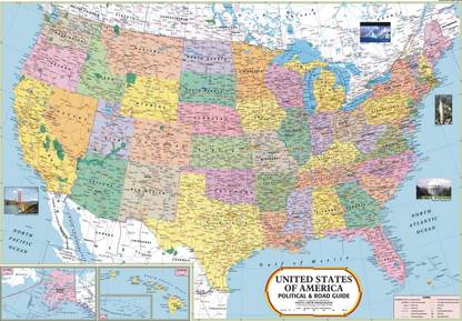USA Map Paper Print