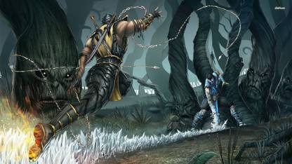 Scorpion vs Sub-Zero - Mortal Kombat Athah Fine Quality Poster Paper Print